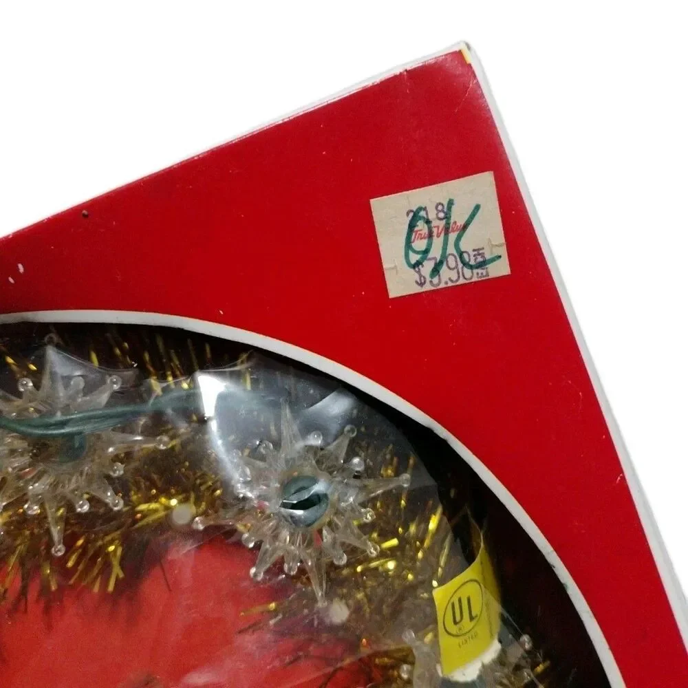 Vintage Christmas Beacon 18 Light Candle Wreath Flashing Lights with Box WORKING